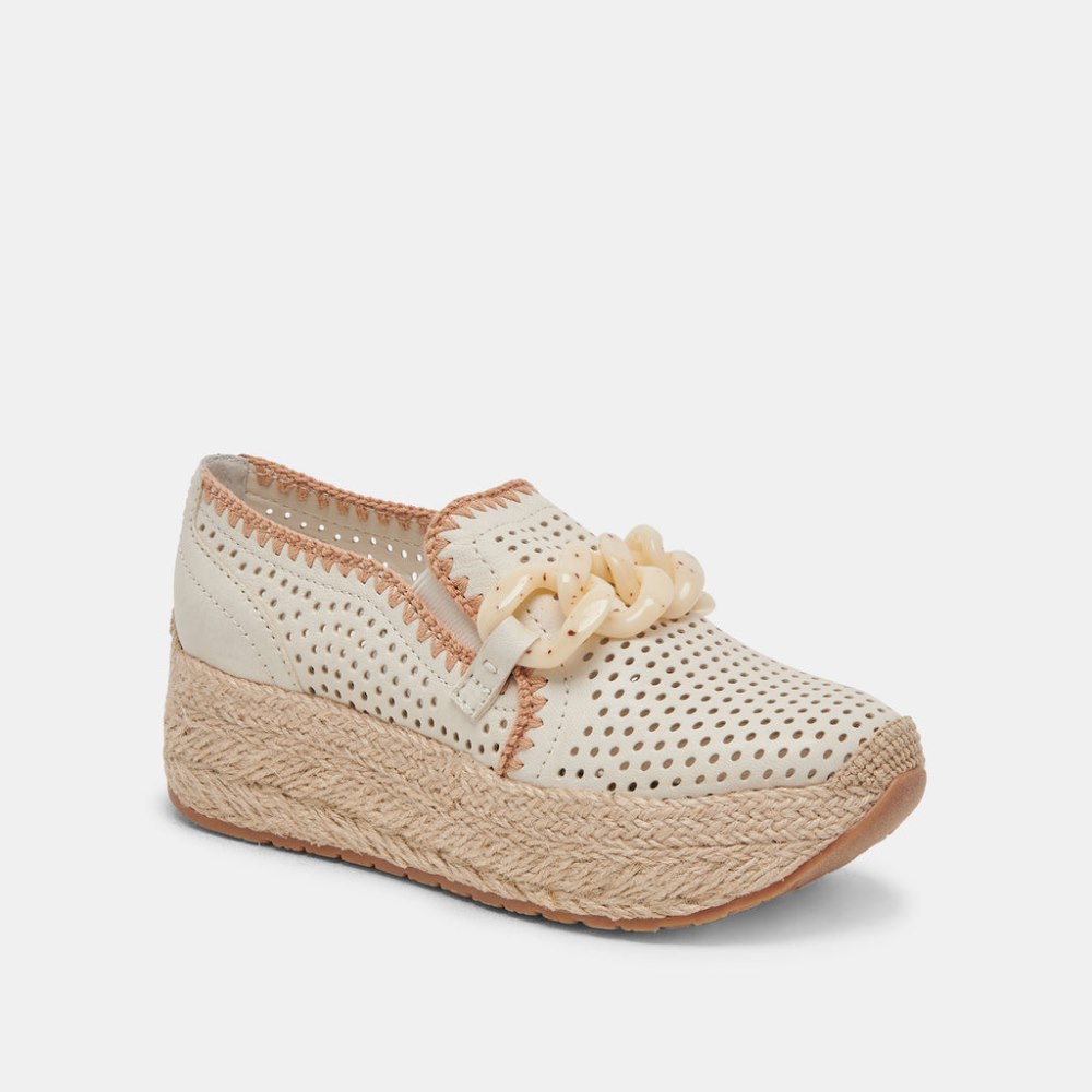Dolce Vita Jhenee Espadrille Sneakers Ivory Perforated Nubuck