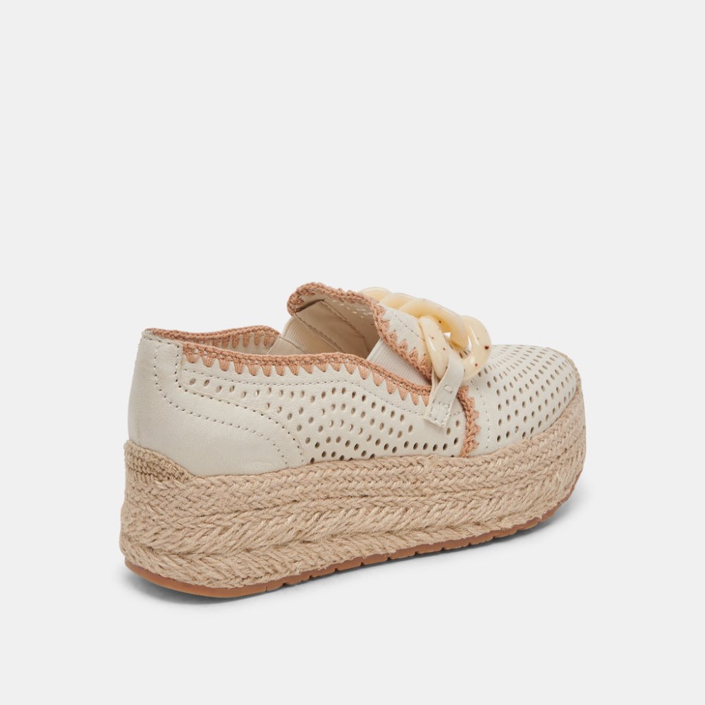 Dolce Vita Jhenee Espadrille Sneakers Ivory Perforated Nubuck