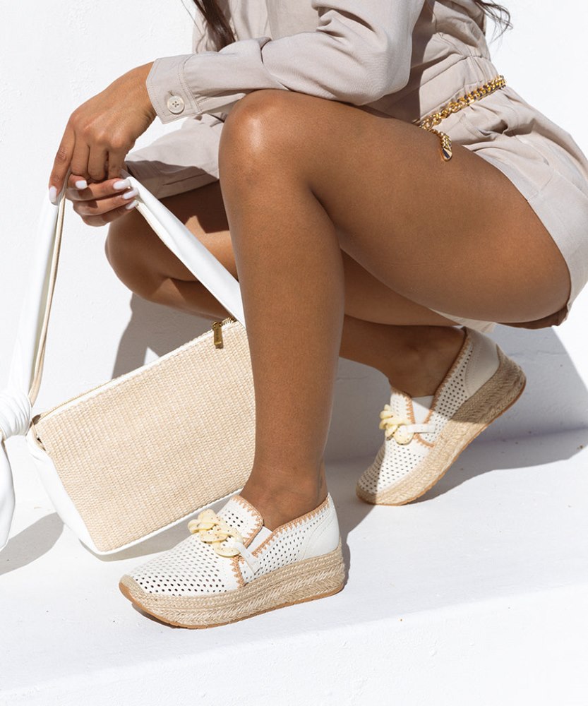 Dolce Vita Jhenee Espadrille Sneakers Ivory Perforated Nubuck