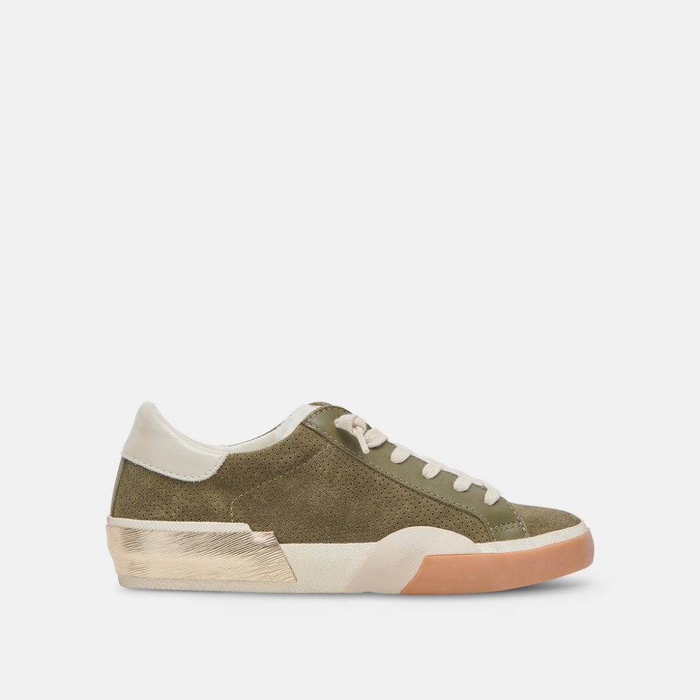 Dolce Vita Zina Plush Sneakers Moss Perforated Suede