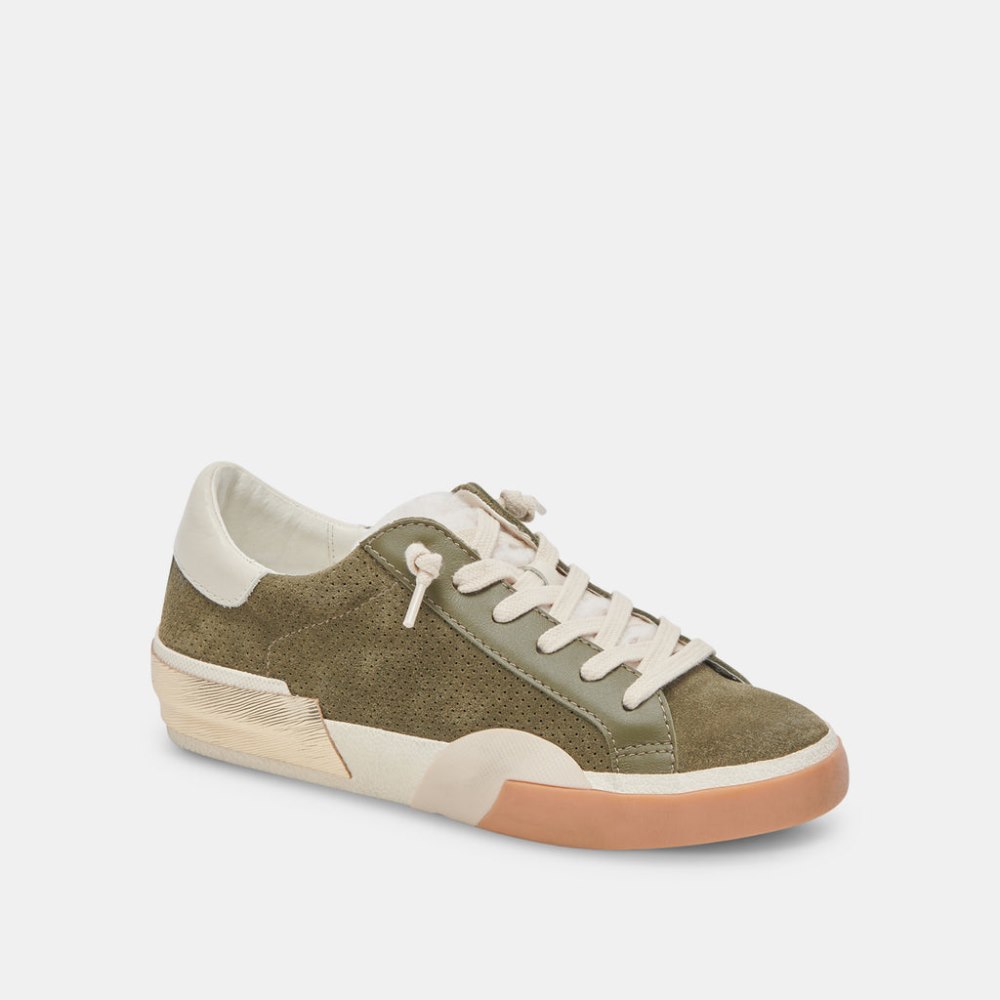 Dolce Vita Zina Plush Sneakers Moss Perforated Suede
