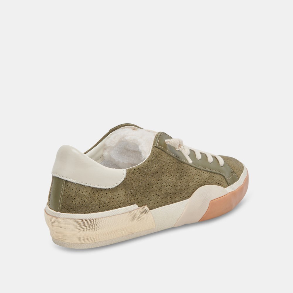 Dolce Vita Zina Plush Sneakers Moss Perforated Suede
