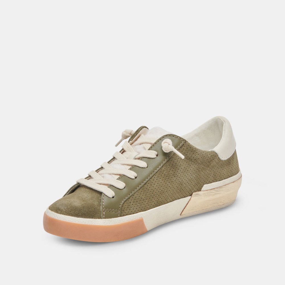 Dolce Vita Zina Plush Sneakers Moss Perforated Suede