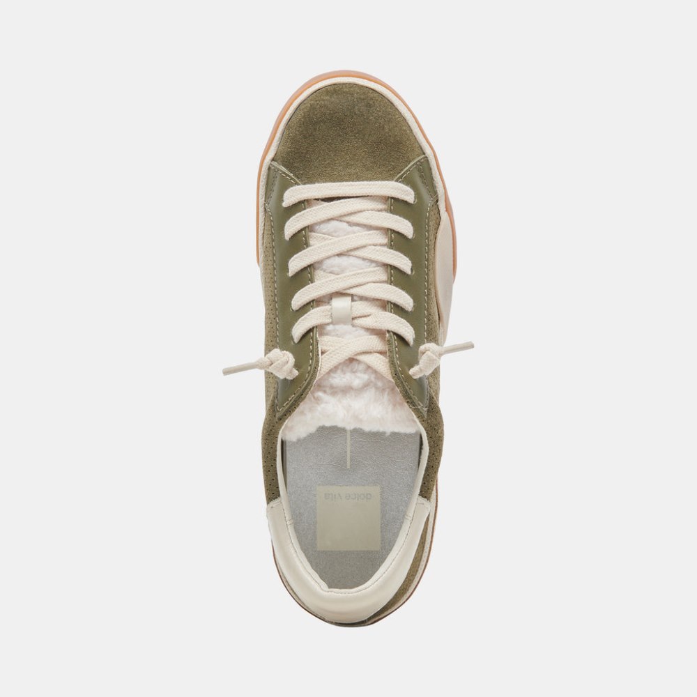 Dolce Vita Zina Plush Sneakers Moss Perforated Suede