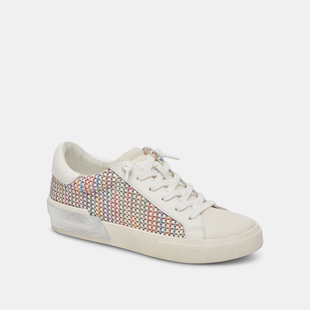 Dolce Vita Zina Pride Sneakers White Multi Raffia