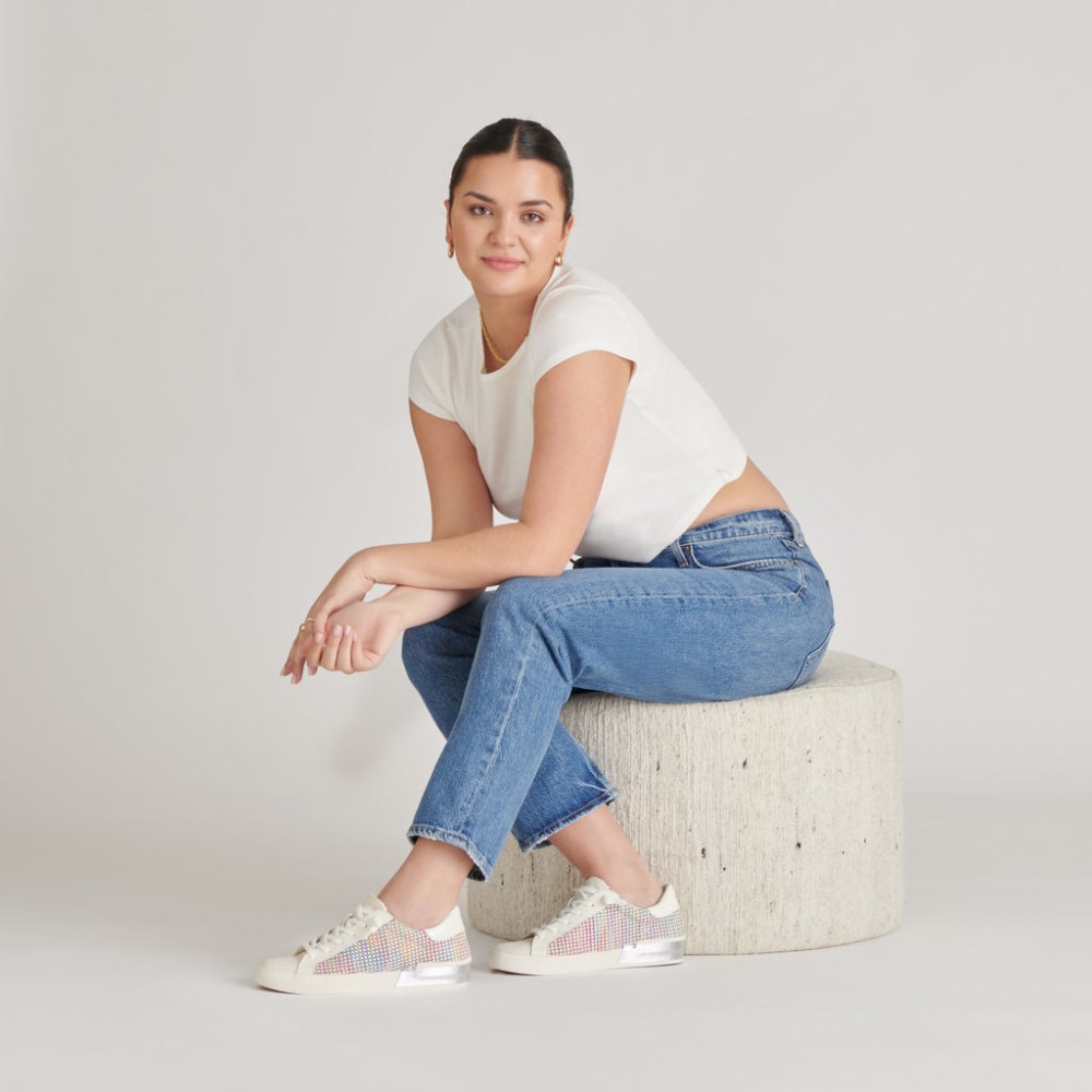 Dolce Vita Zina Pride Sneakers White Multi Raffia
