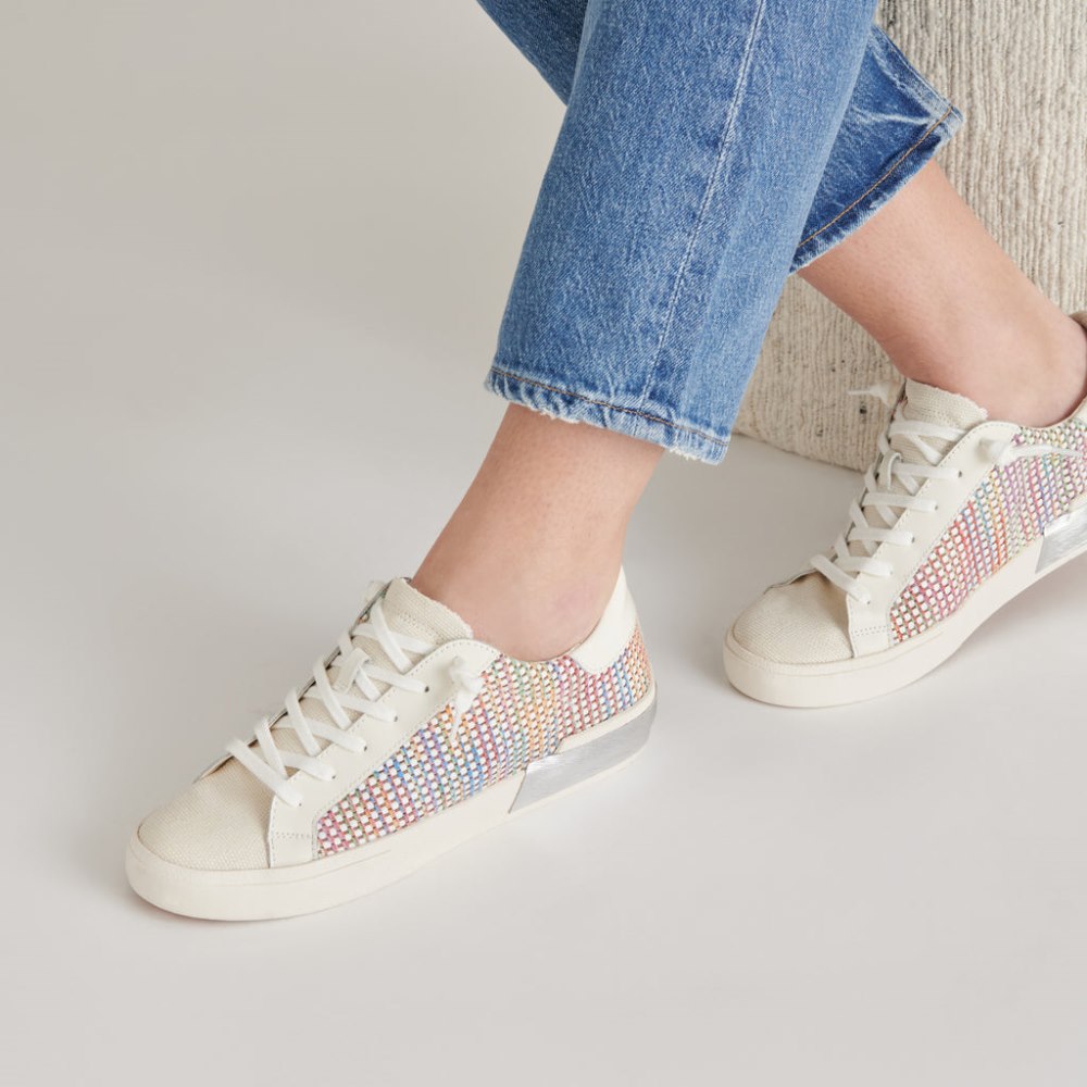 Dolce Vita Zina Pride Sneakers White Multi Raffia