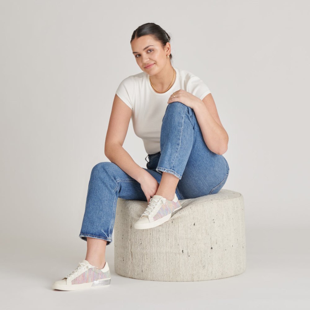Dolce Vita Zina Pride Sneakers White Multi Raffia