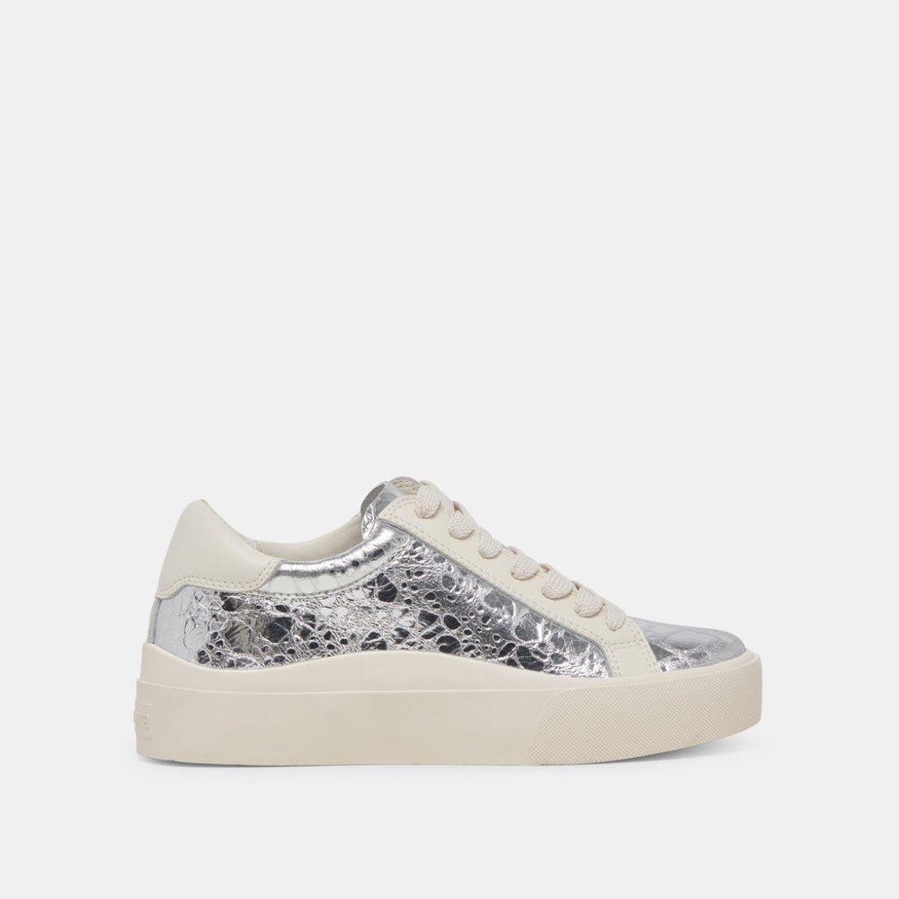 Dolce Vita Zayn 360 Sneakers Silver Distressed Leather