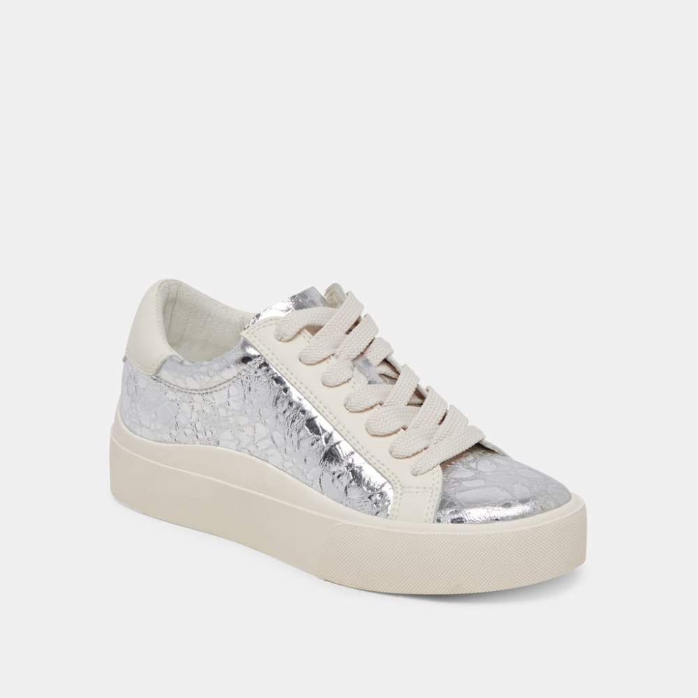 Dolce Vita Zayn 360 Sneakers Silver Distressed Leather