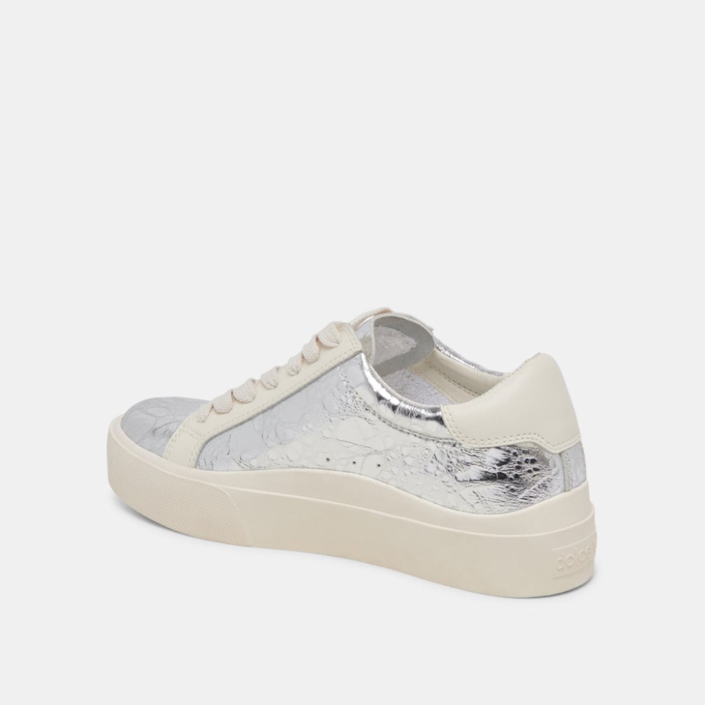 Dolce Vita Zayn 360 Sneakers Silver Distressed Leather