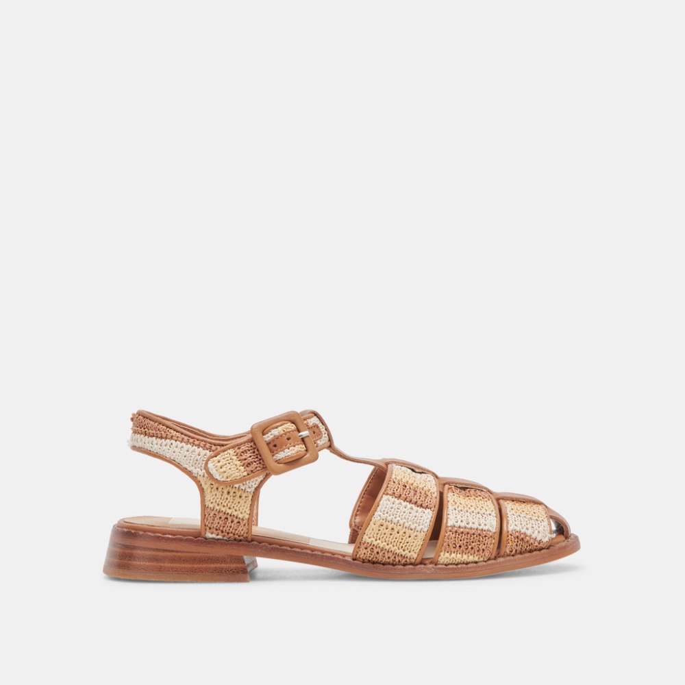 Dolce Vita Holis Sandals Tan Multi Raffia