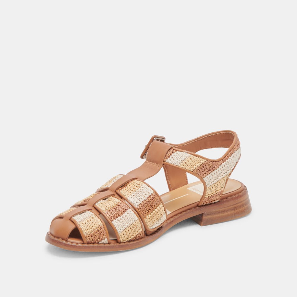 Dolce Vita Holis Sandals Tan Multi Raffia