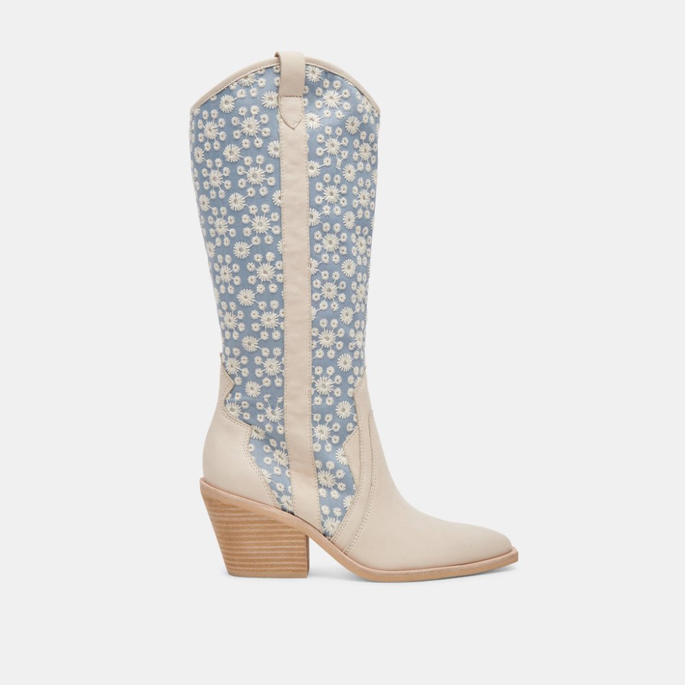 Dolce Vita Navene Boots Blue Floral Fabric