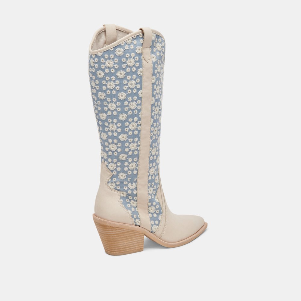 Dolce Vita Navene Boots Blue Floral Fabric