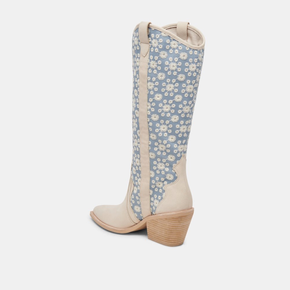 Dolce Vita Navene Boots Blue Floral Fabric