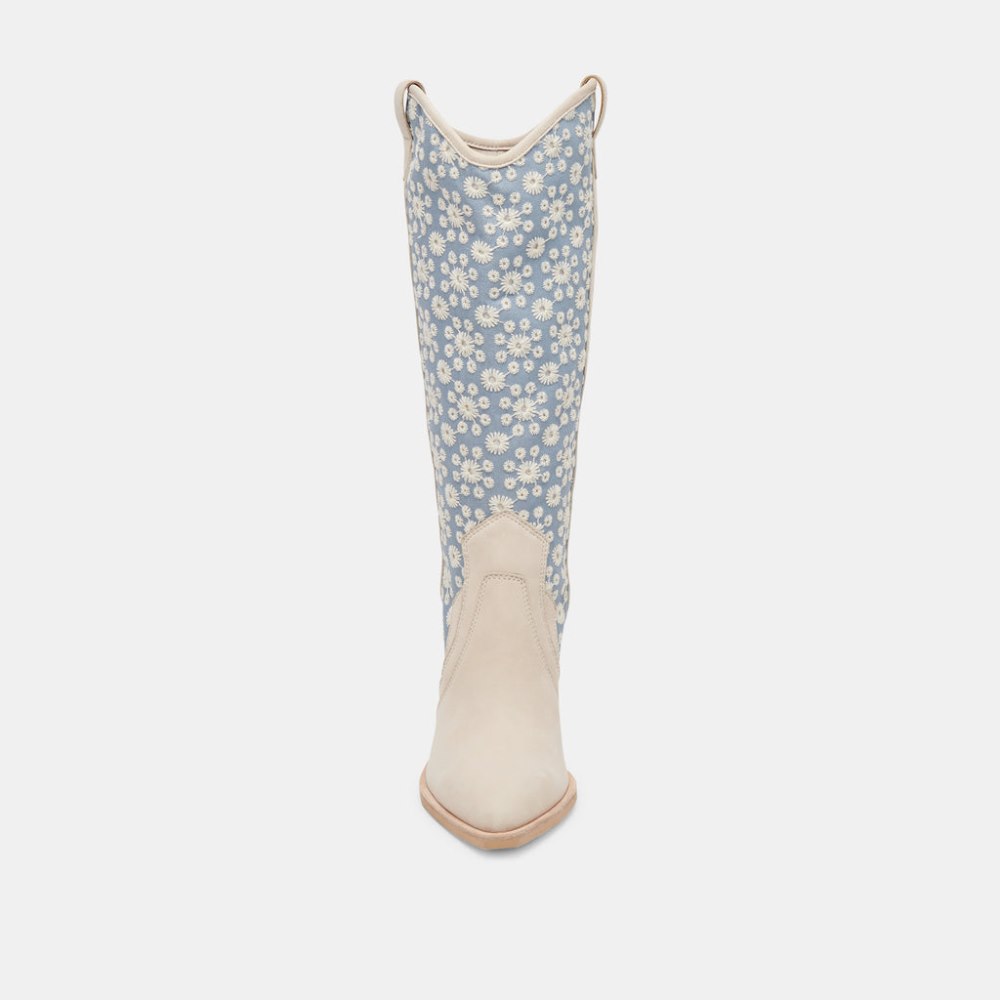 Dolce Vita Navene Boots Blue Floral Fabric