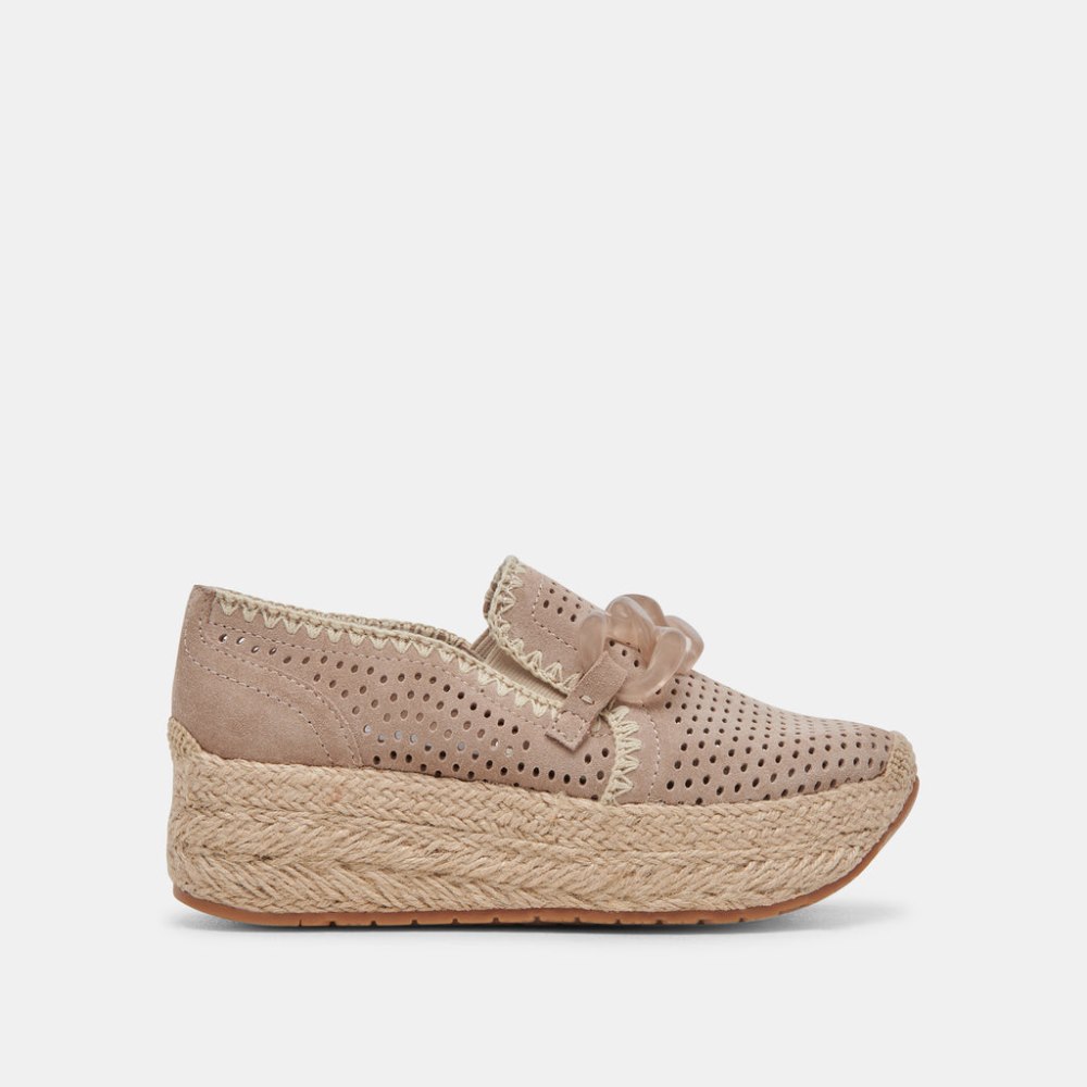 Dolce Vita Jhenee Espadrille Sneakers Taupe Perforated Suede
