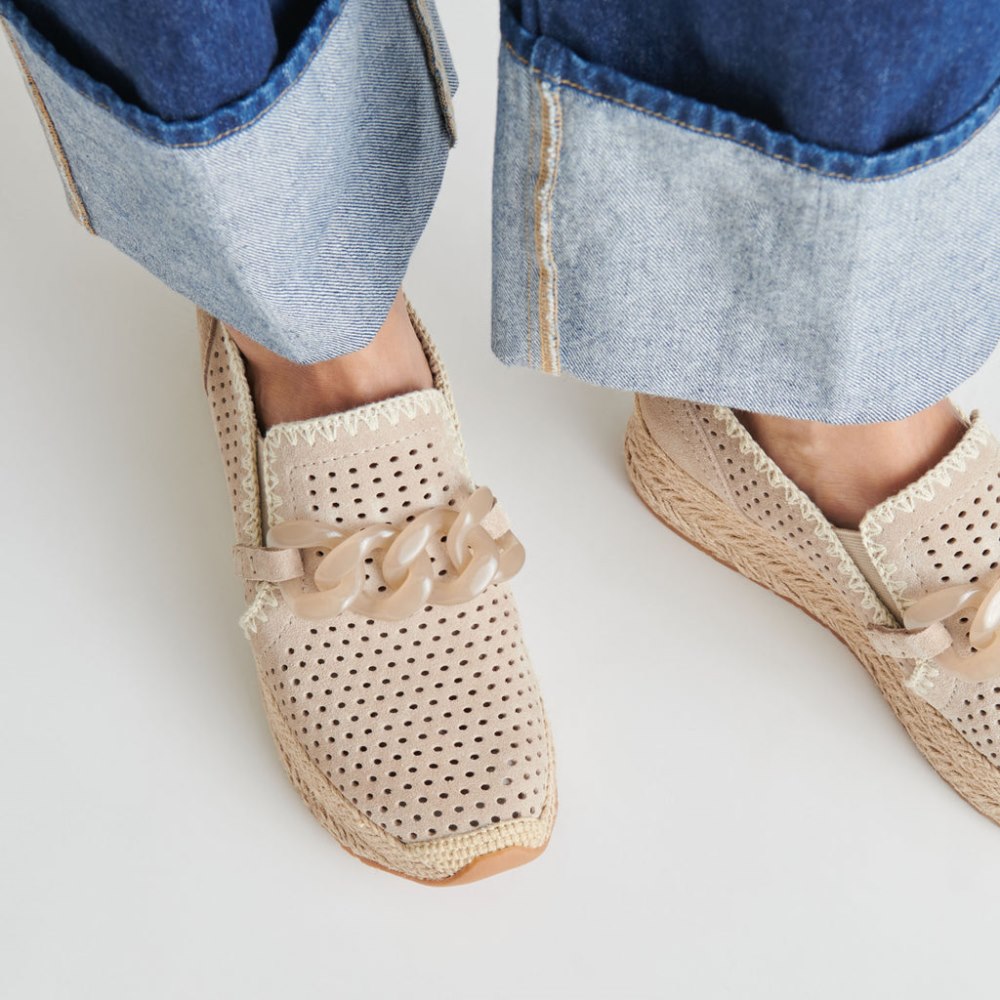 Dolce Vita Jhenee Espadrille Sneakers Taupe Perforated Suede