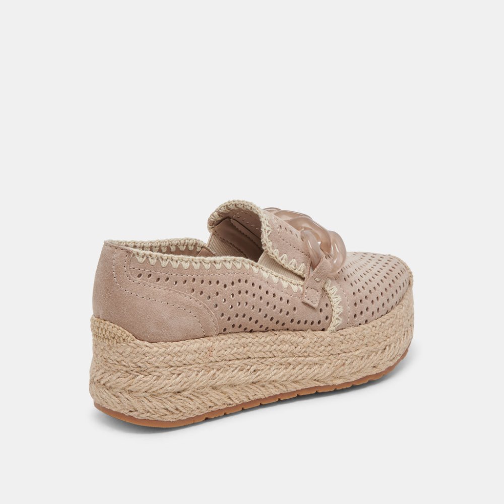 Dolce Vita Jhenee Espadrille Sneakers Taupe Perforated Suede