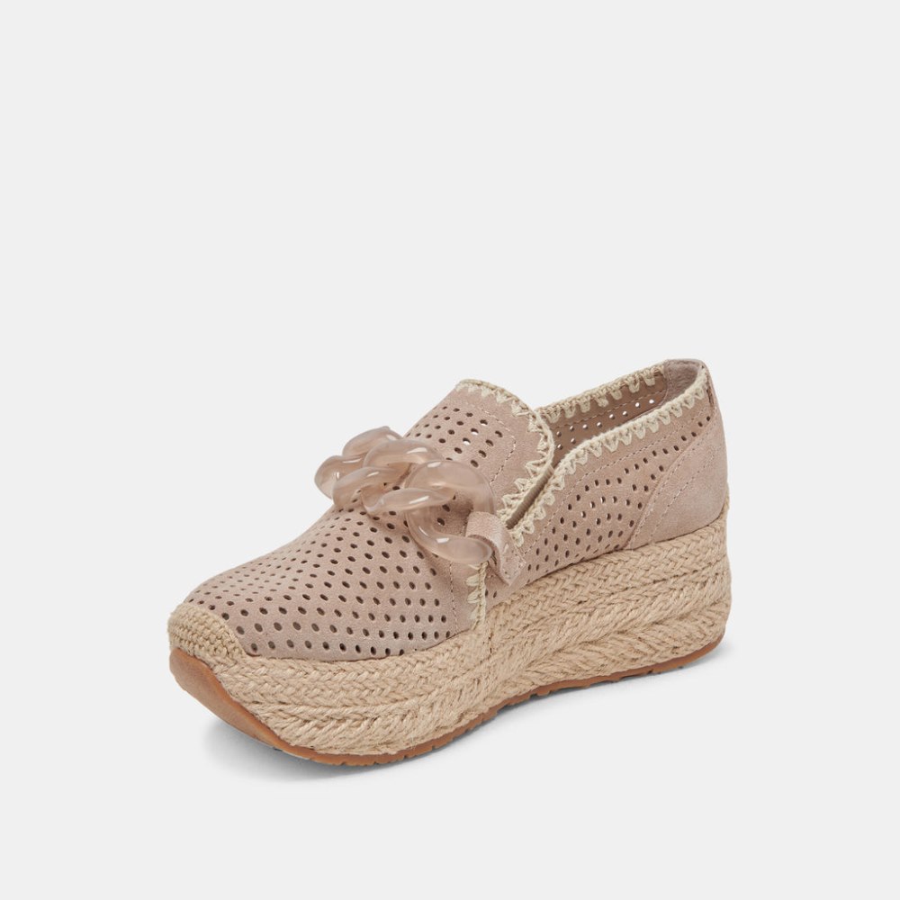 Dolce Vita Jhenee Espadrille Sneakers Taupe Perforated Suede