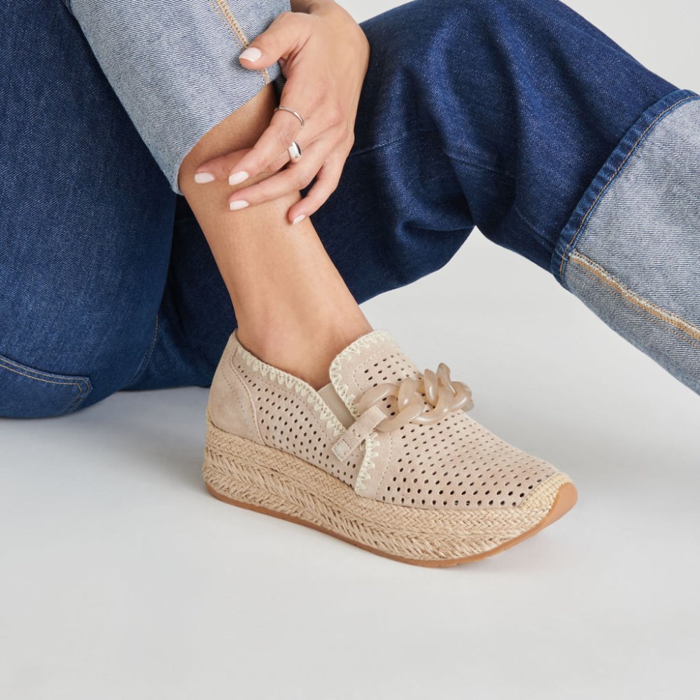 Dolce Vita Jhenee Espadrille Sneakers Taupe Perforated Suede