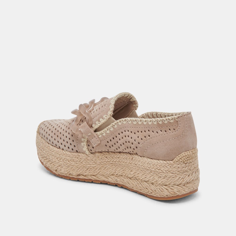 Dolce Vita Jhenee Espadrille Sneakers Taupe Perforated Suede