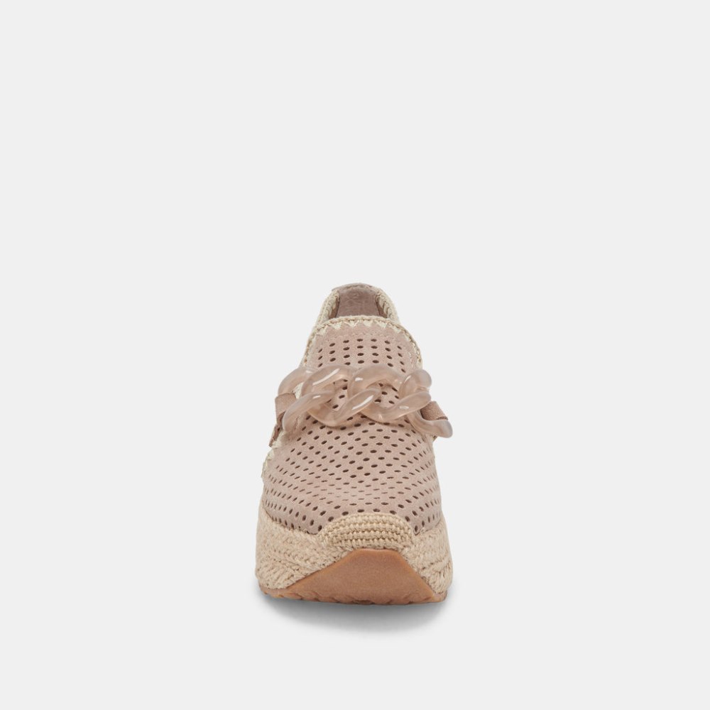 Dolce Vita Jhenee Espadrille Sneakers Taupe Perforated Suede
