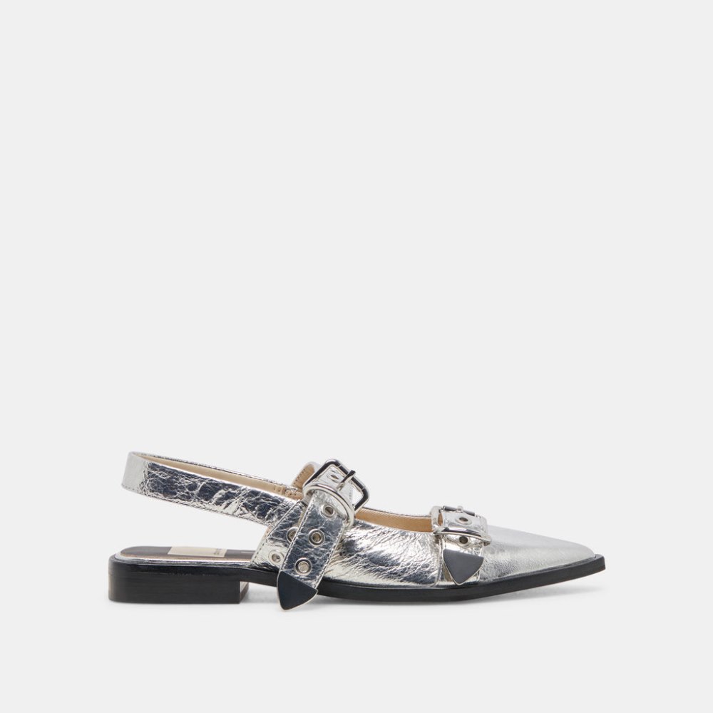 Dolce Vita Labell Flats Silver Distressed Leather