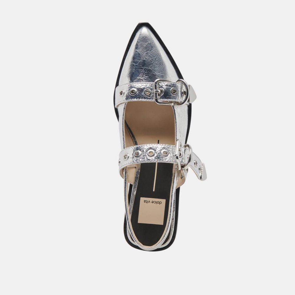 Dolce Vita Labell Flats Silver Distressed Leather