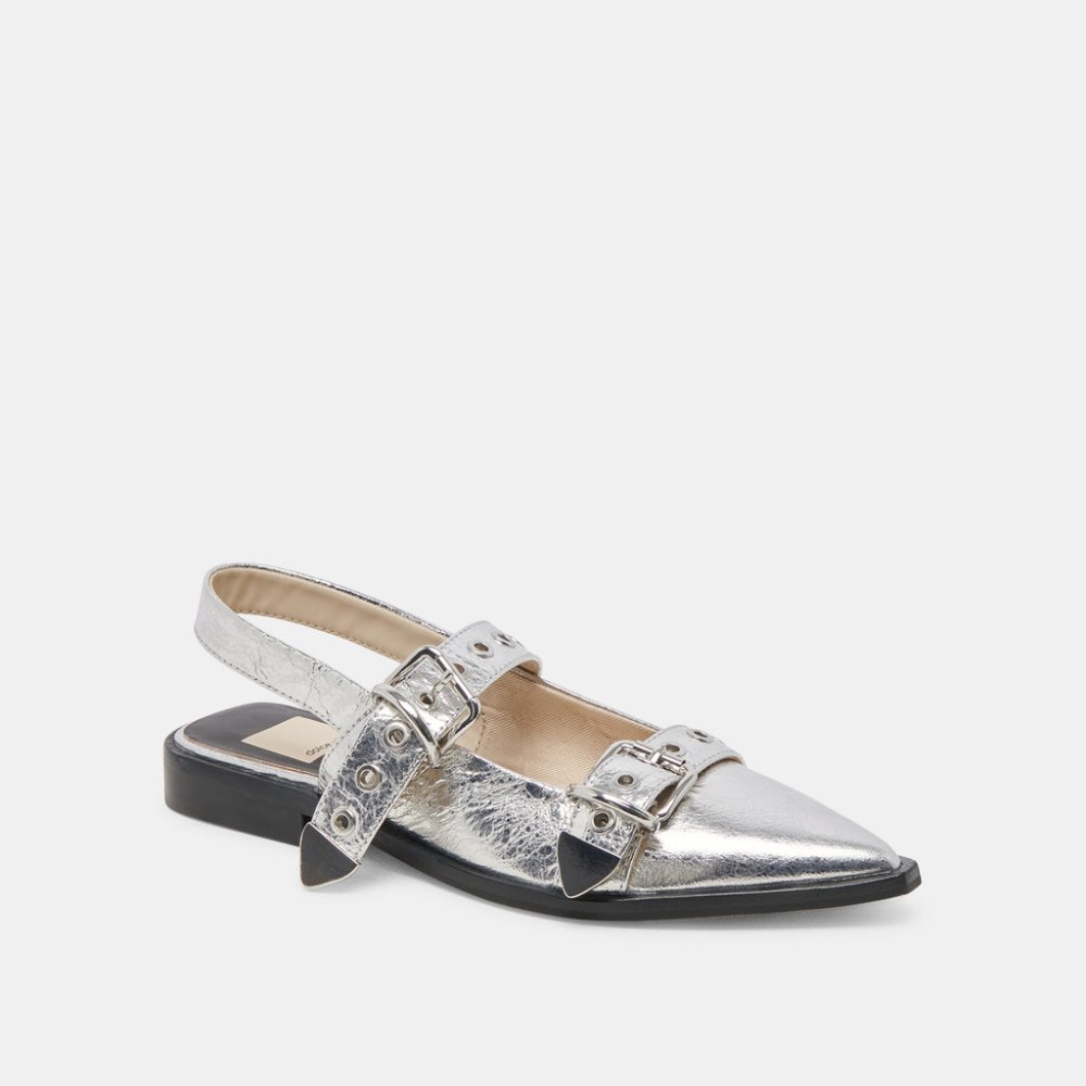 Dolce Vita Labell Flats Silver Distressed Leather