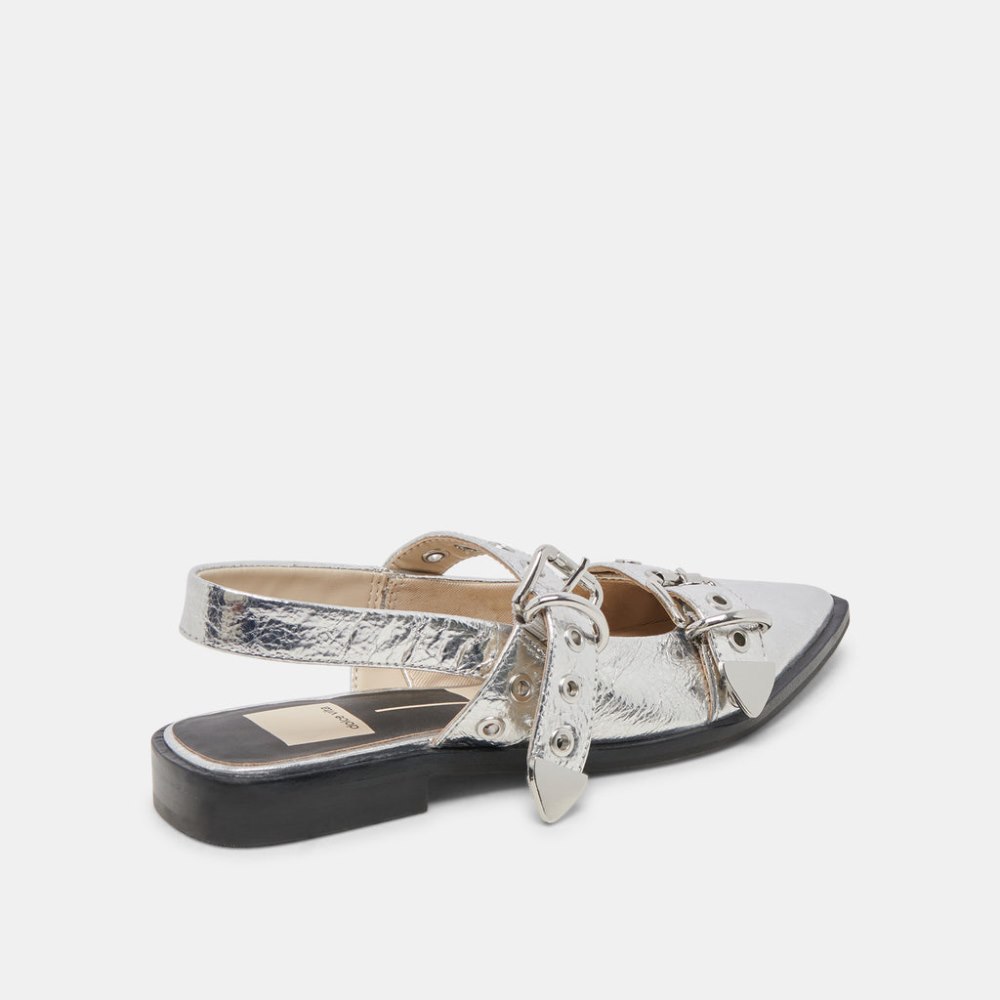 Dolce Vita Labell Flats Silver Distressed Leather