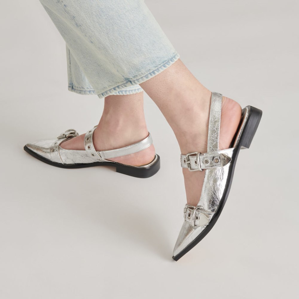 Dolce Vita Labell Flats Silver Distressed Leather