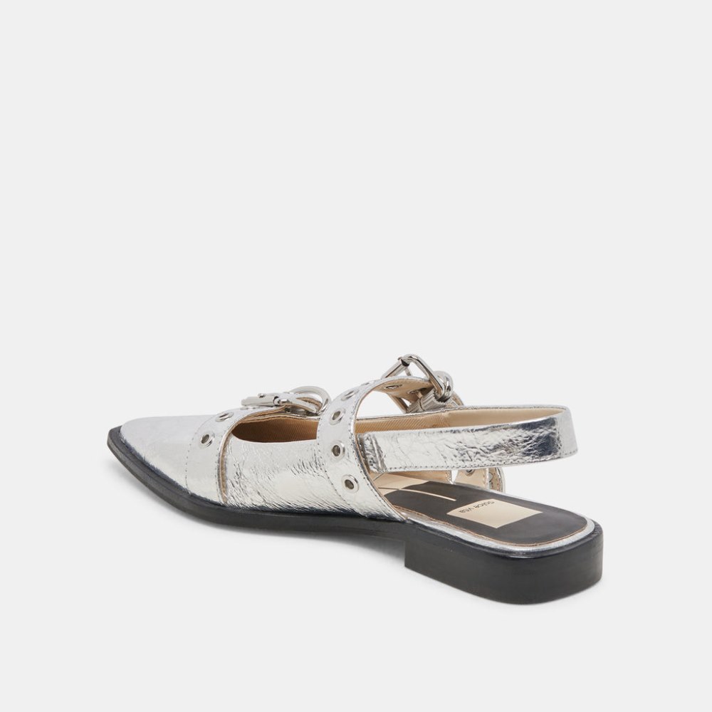 Dolce Vita Labell Flats Silver Distressed Leather