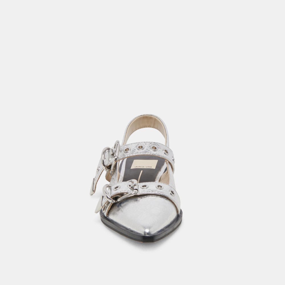 Dolce Vita Labell Flats Silver Distressed Leather