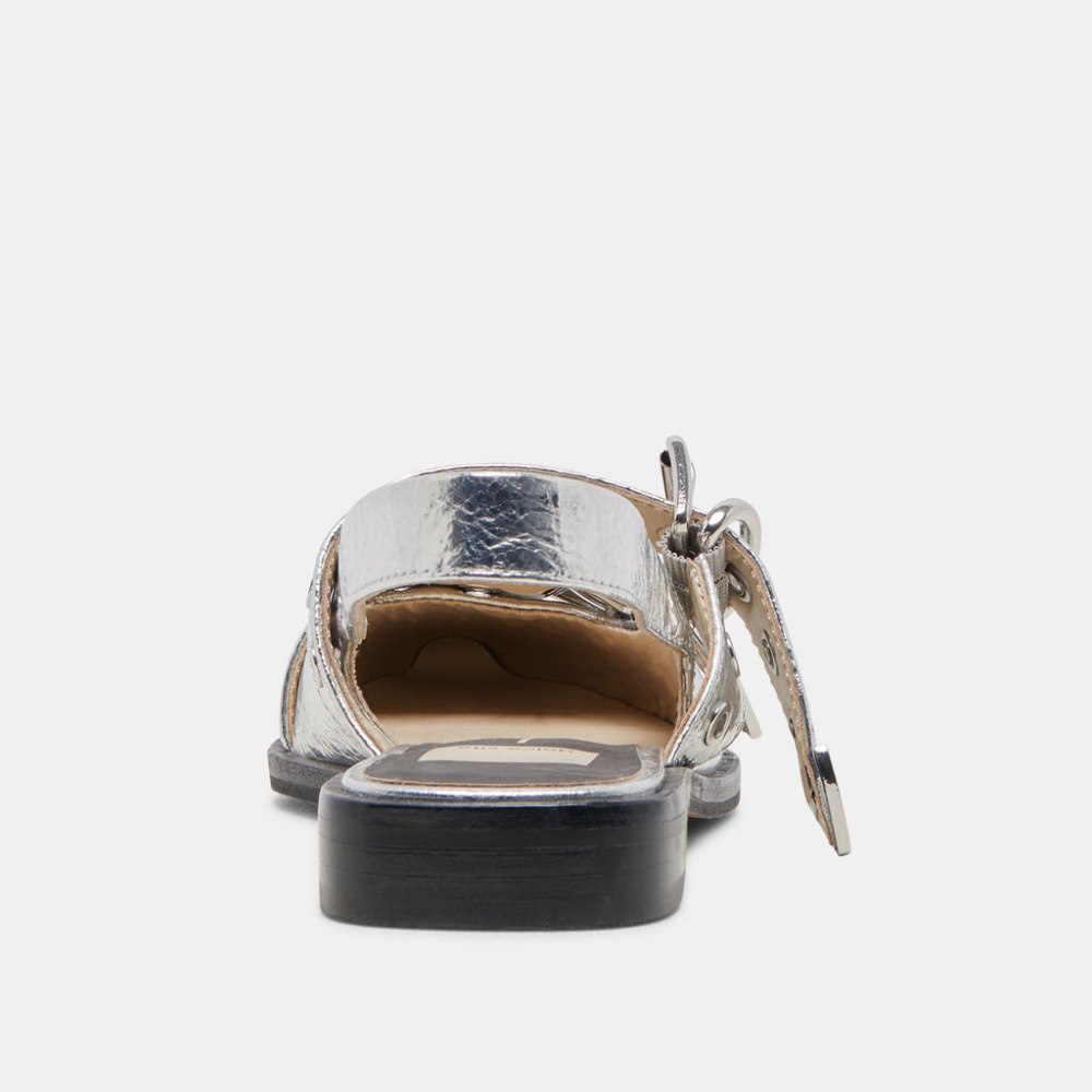 Dolce Vita Labell Flats Silver Distressed Leather