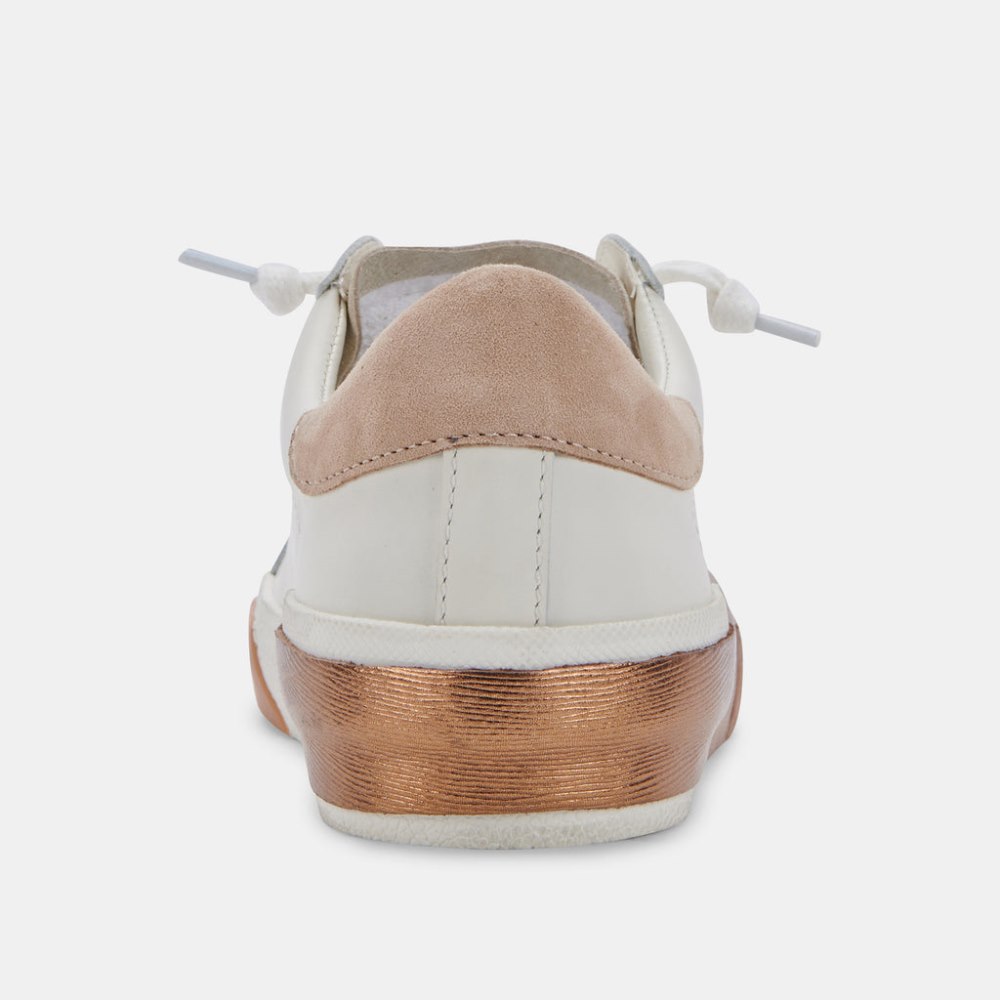 Dolce Vita Zina Wide Sneakers White Tan Leather