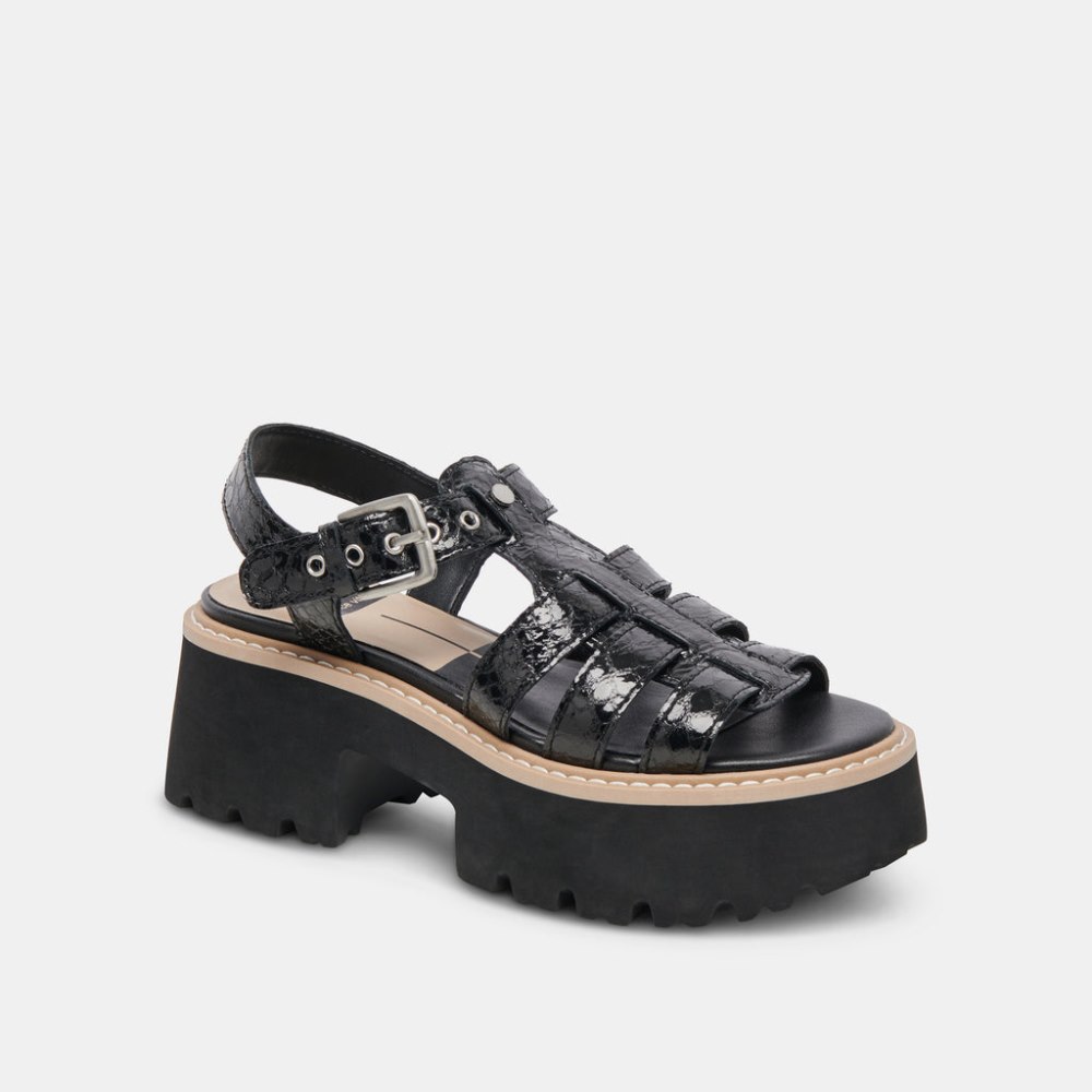 Dolce Vita Latice Sandals Midnight Embossed Leather
