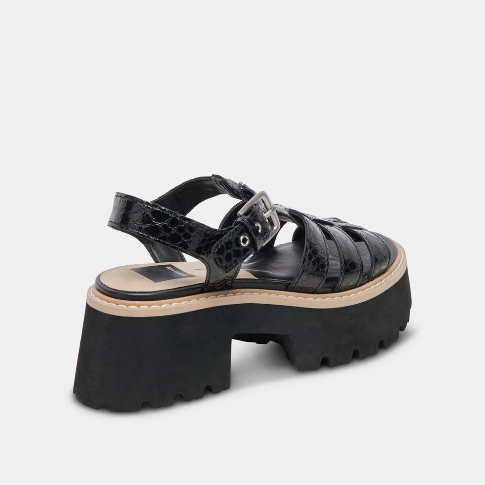Dolce Vita Latice Sandals Midnight Embossed Leather