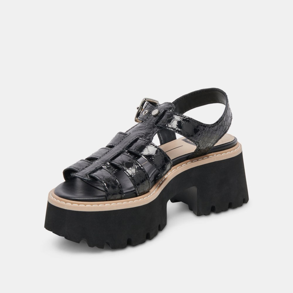 Dolce Vita Latice Sandals Midnight Embossed Leather