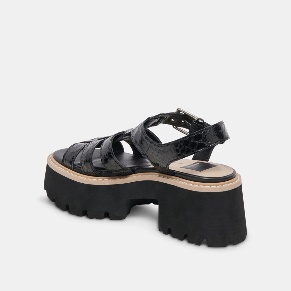 Dolce Vita Latice Sandals Midnight Embossed Leather