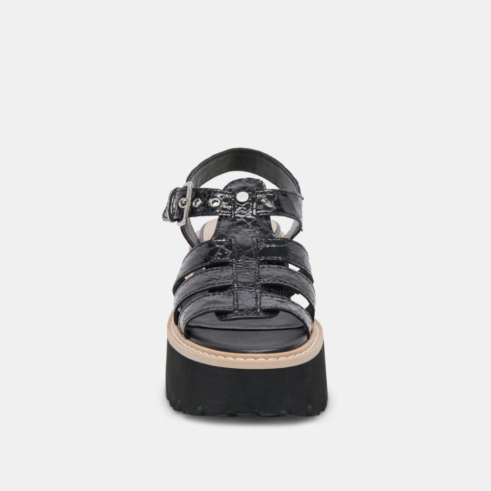 Dolce Vita Latice Sandals Midnight Embossed Leather