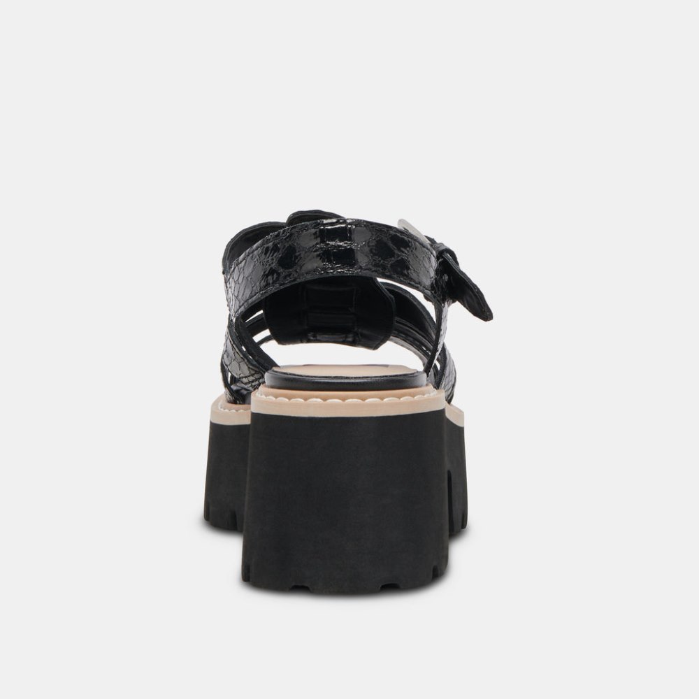 Dolce Vita Latice Sandals Midnight Embossed Leather