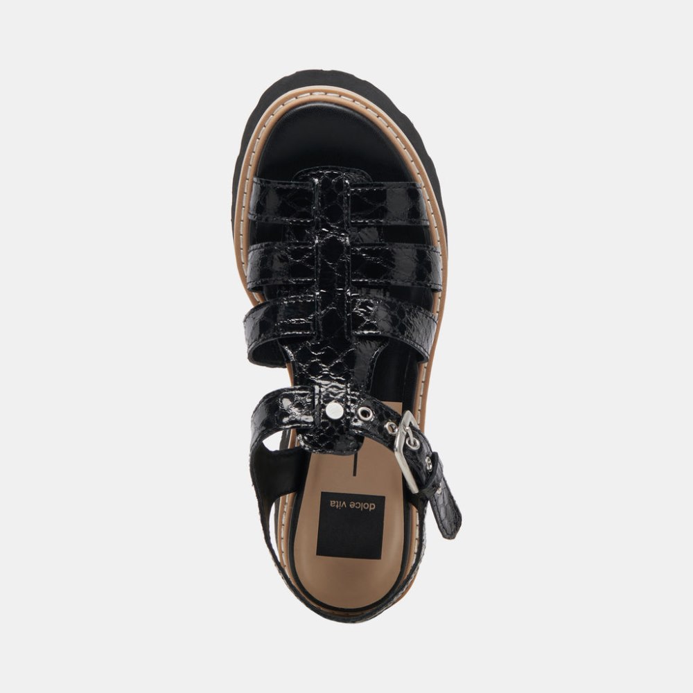Dolce Vita Latice Sandals Midnight Embossed Leather