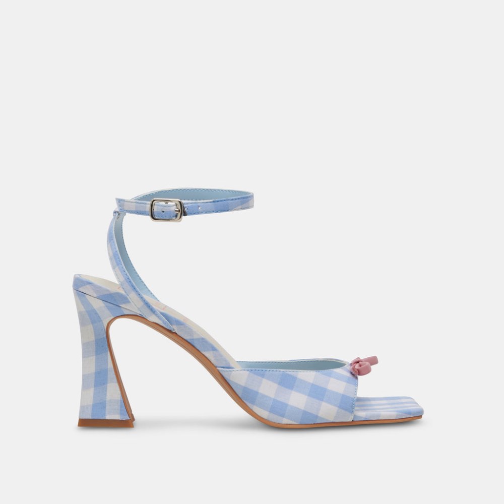 Dolce Vita Loise Heels White Blue Gingham