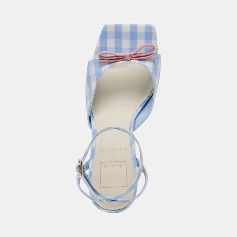 Dolce Vita Loise Heels White Blue Gingham