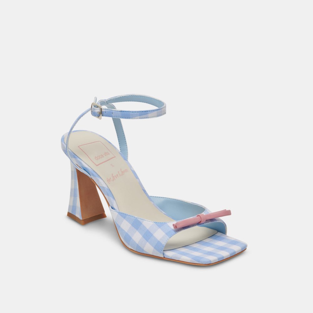 Dolce Vita Loise Heels White Blue Gingham