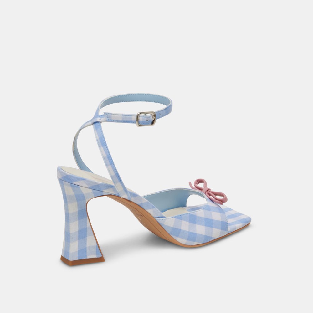 Dolce Vita Loise Heels White Blue Gingham