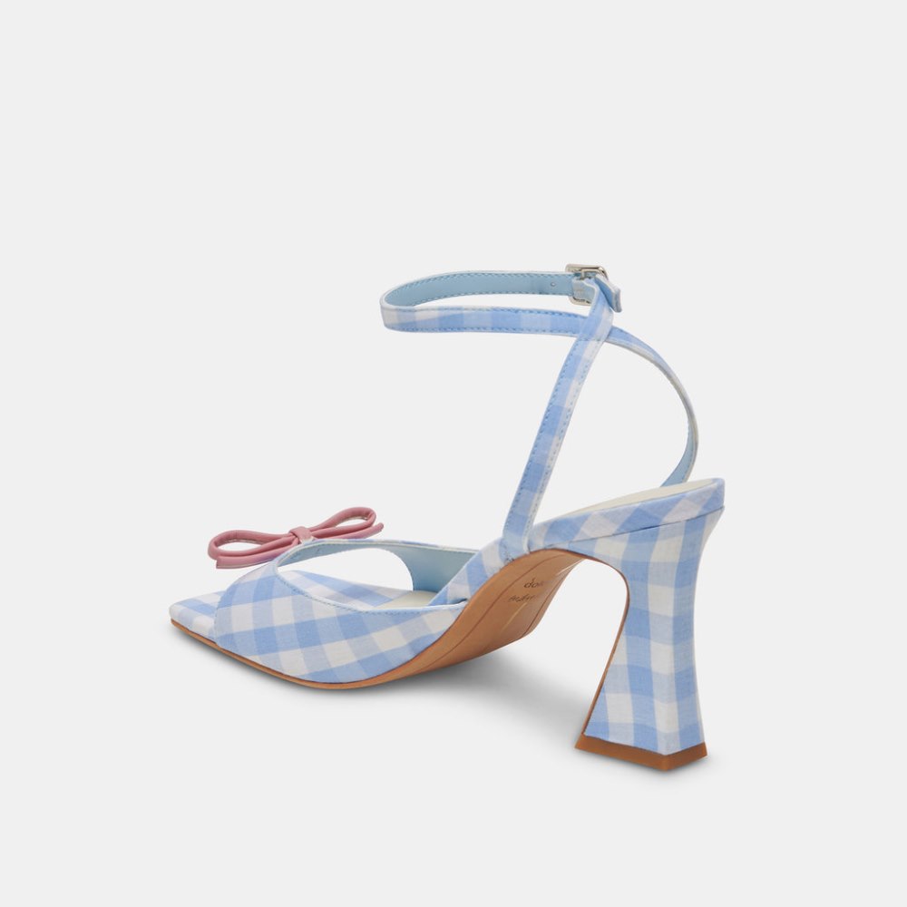 Dolce Vita Loise Heels White Blue Gingham
