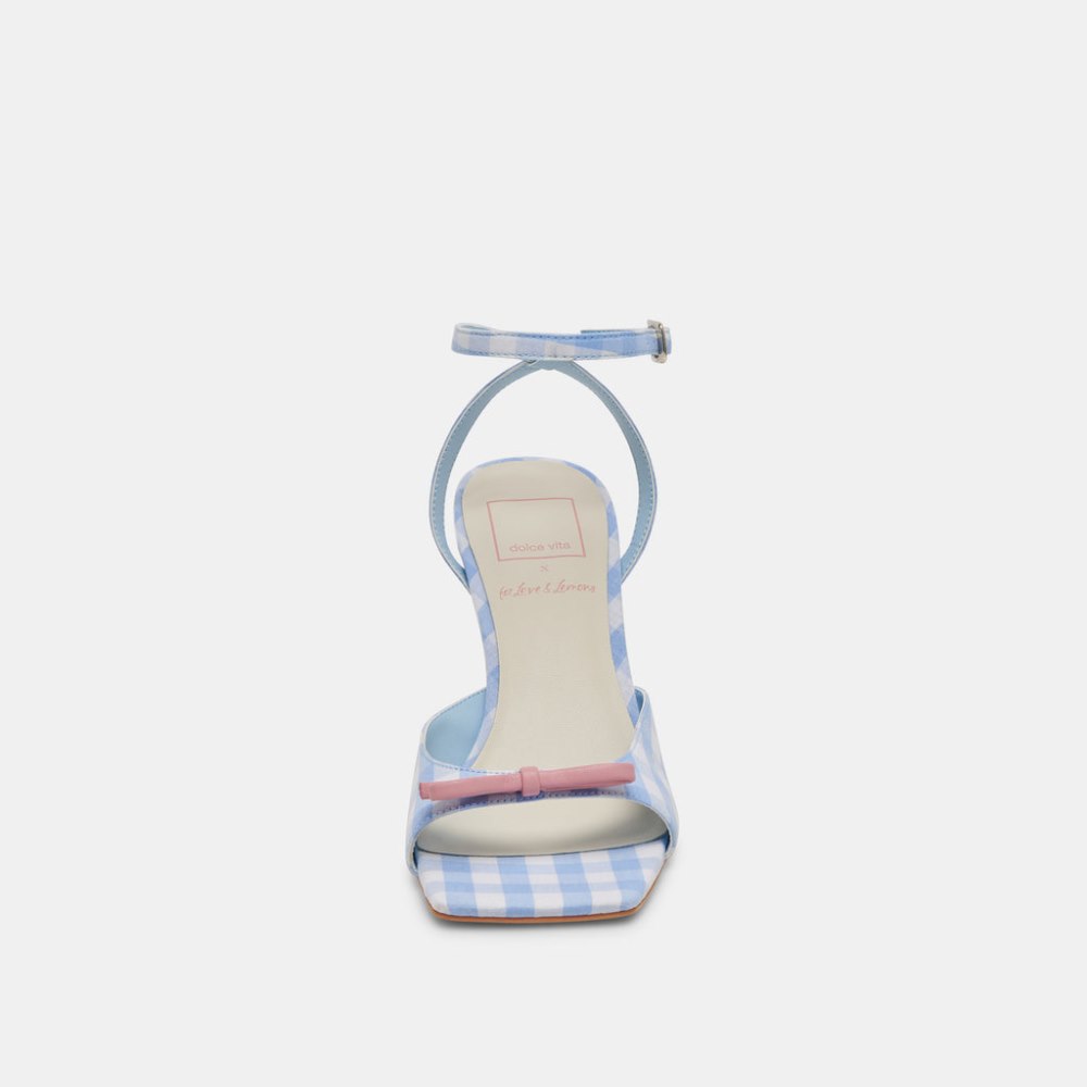Dolce Vita Loise Heels White Blue Gingham